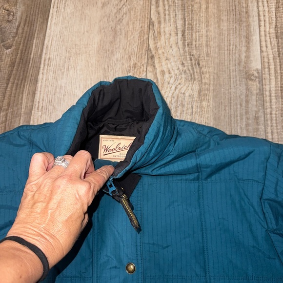 Vintage Woolrich teal pin striped puffer jacket ski coat parka 80s bomber - Picture 5 of 9